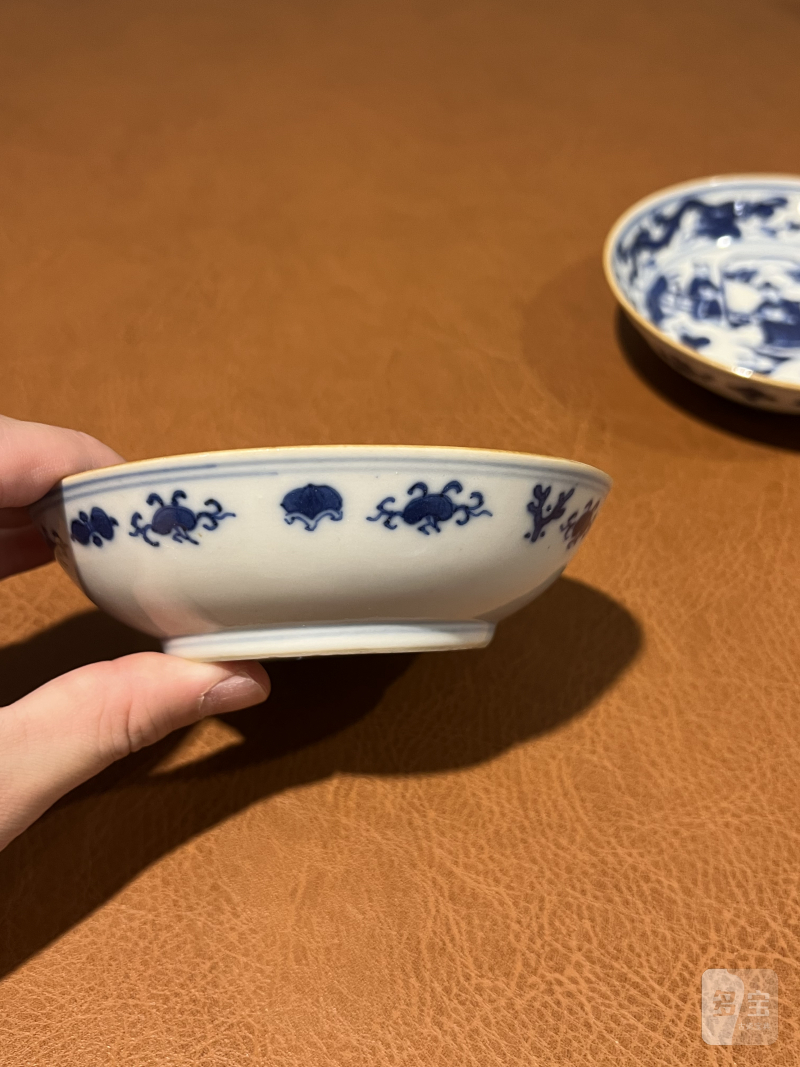 清 青花婴戏纹盘（一对） - 图4